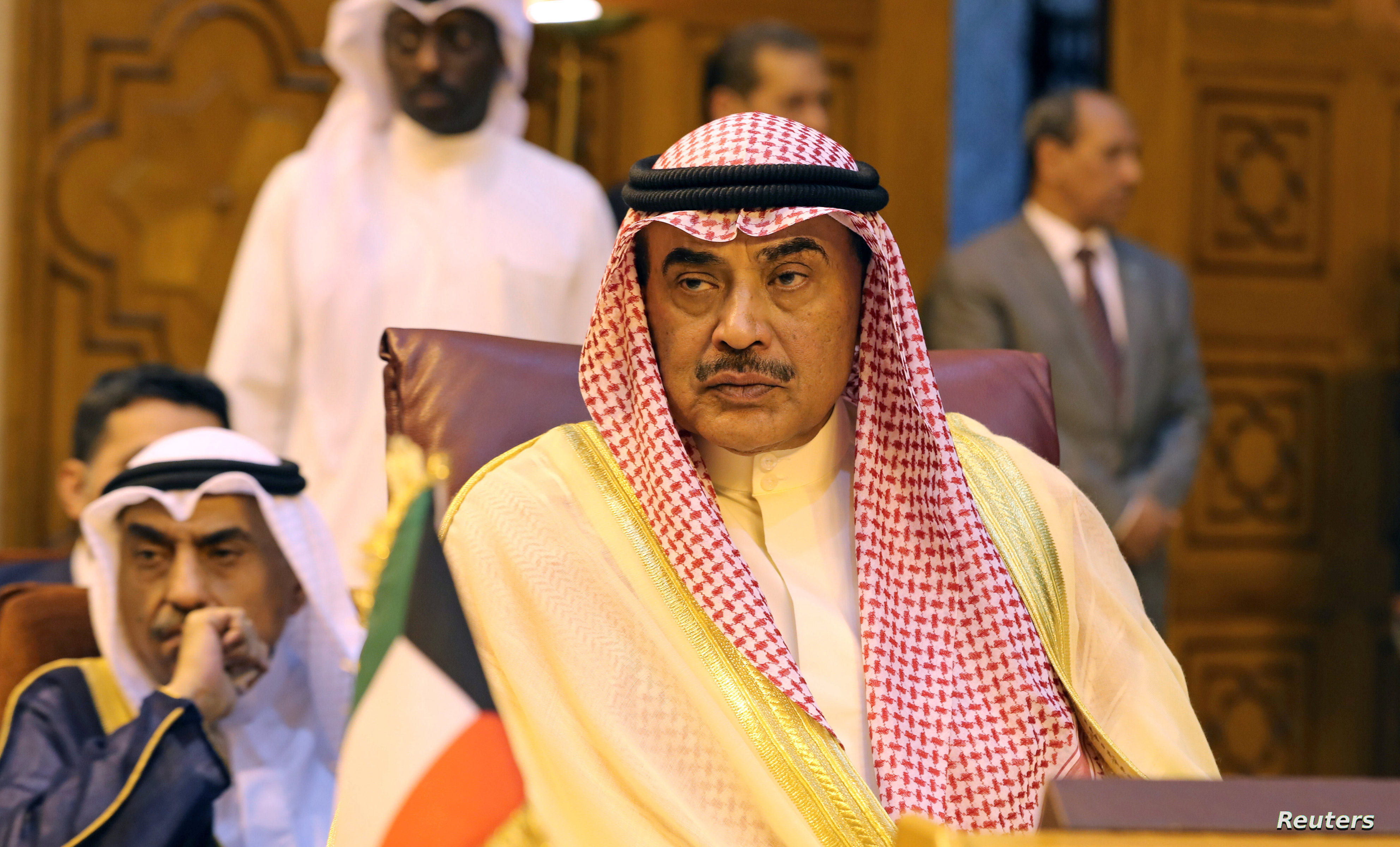 Kuwait's Foreign Minister Sheikh Sabah Al-Khalid Al-Sabah attends the Arab League's foreign ministers meeting to discuss unannounced U.S. blueprint for Israeli-Palestinian peace, in Cairo