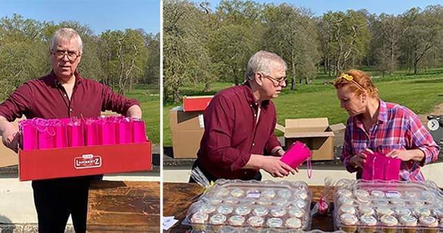 Prince Andrew packs pastries for hospice