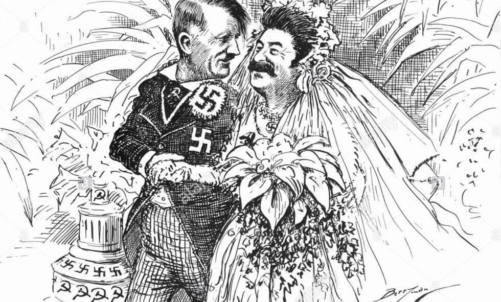 Hitler and Stalin in a portrait displaying them married