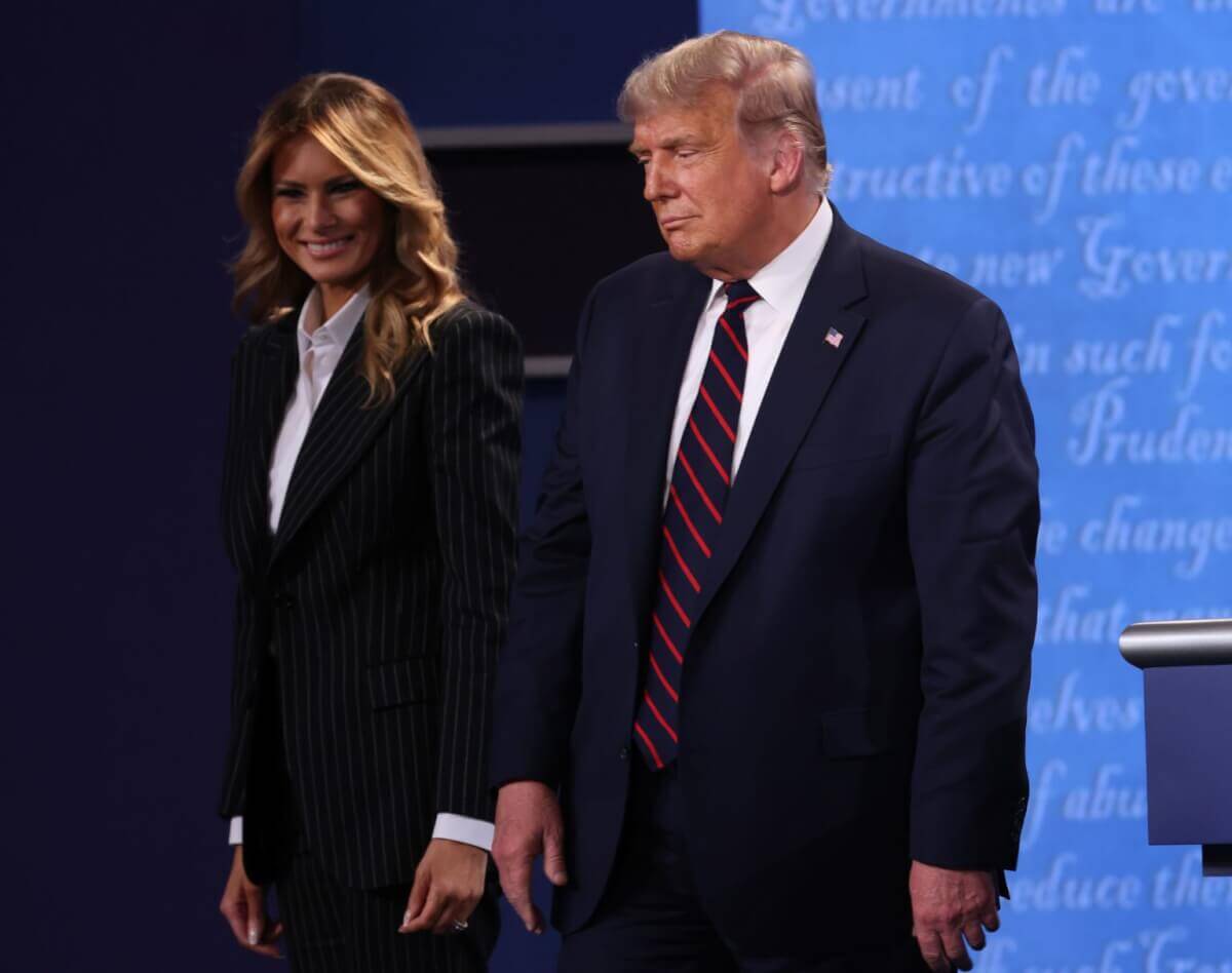 Biden-Trump debate night-Melania Trump fashion on TV with Donald Trump