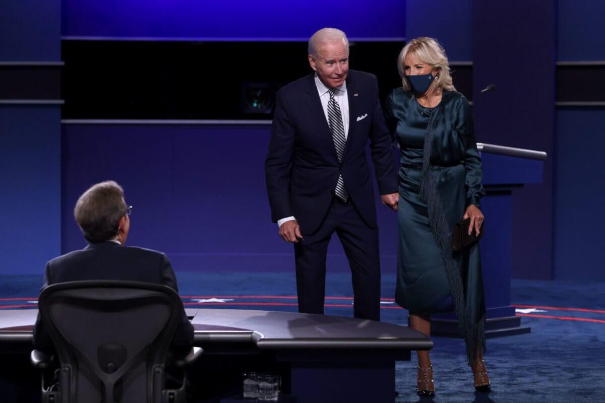Biden-Trump debate night-biden with his wife Jill on stage - Fashion