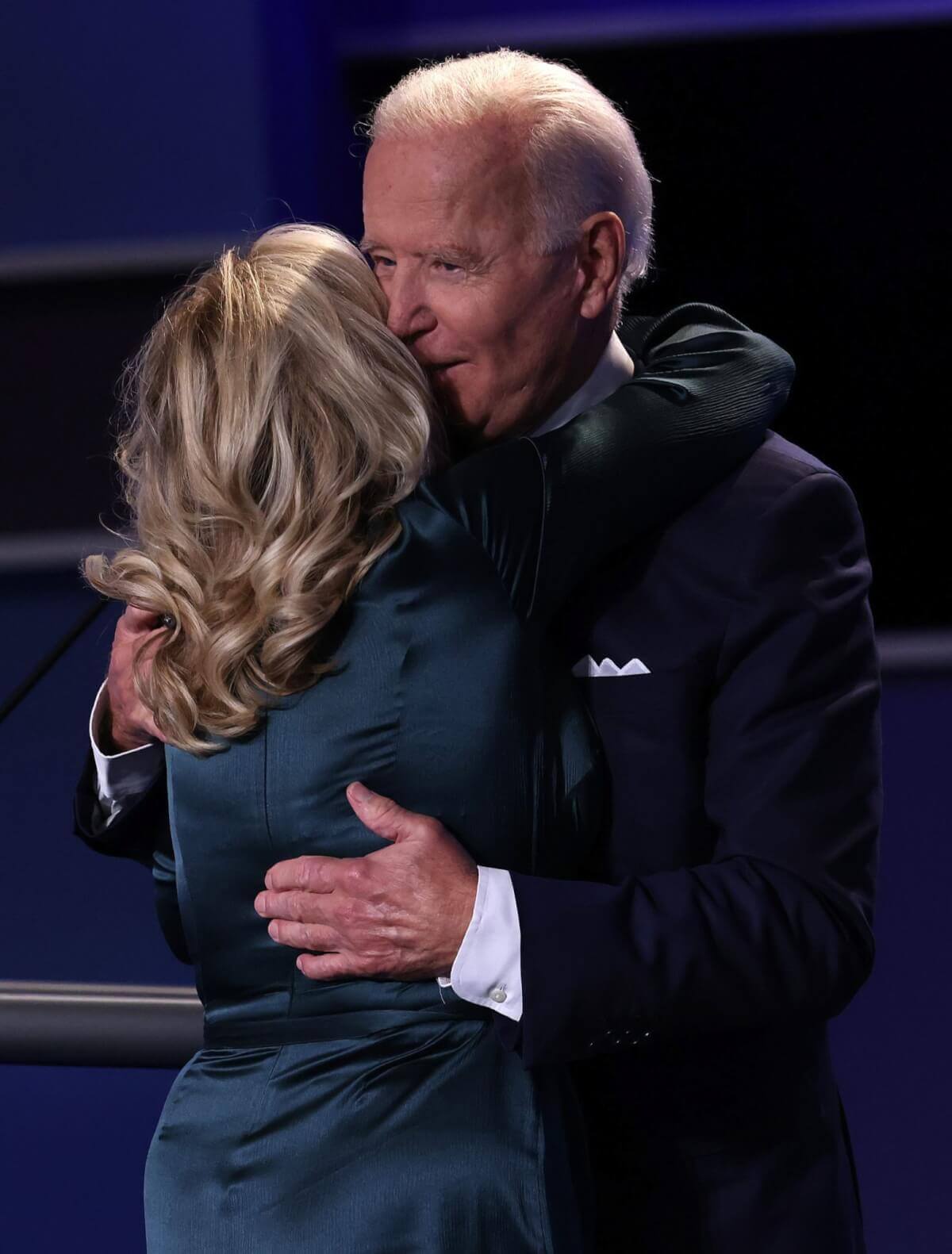 Joe Biden with his wife on debate stage with Trump