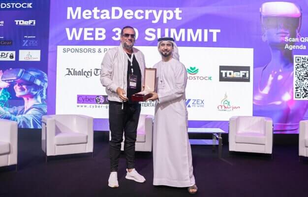 MetaDecrypt Summit 2022 Dubai Best Space Metaverse Award to Thomas Reemer