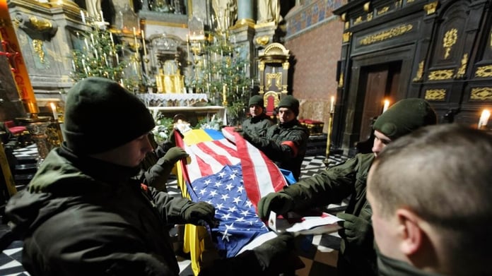 A memorial service for Daniel Swift, killed in action in Ukraine, was held in Lviv

