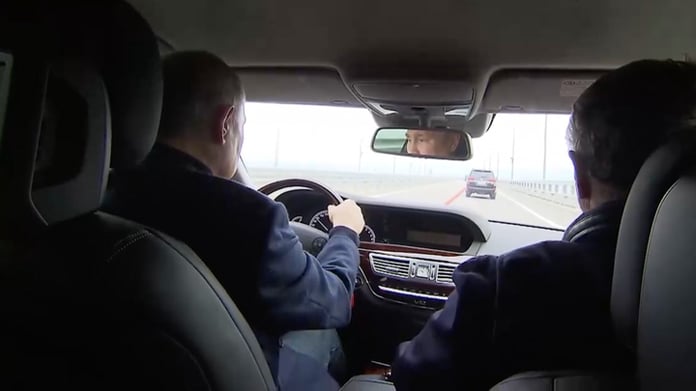 Putin driving a car passed through Mariupol

