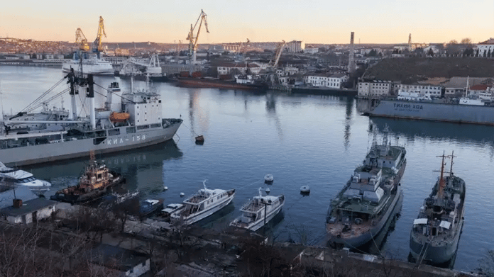 The movement of ferries and boats was suspended in the Bay of Sevastopol

