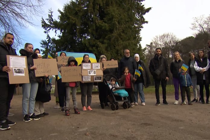 Ukrainian refugees held a protest at a military base in the Netherlands

