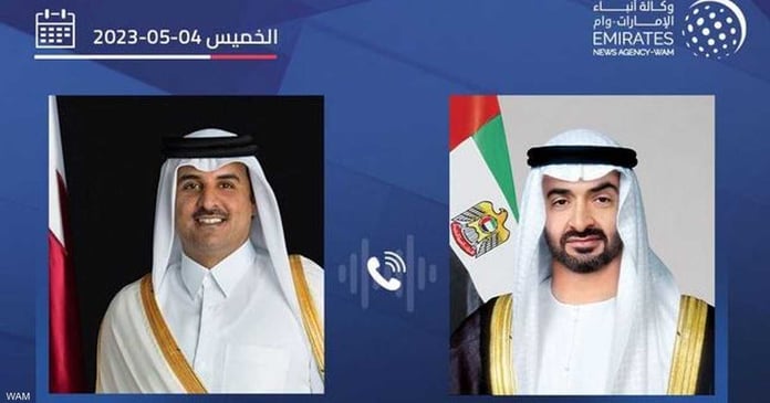 The President of the Emirates and the Emir of Qatar discuss brotherly relations between the two countries

