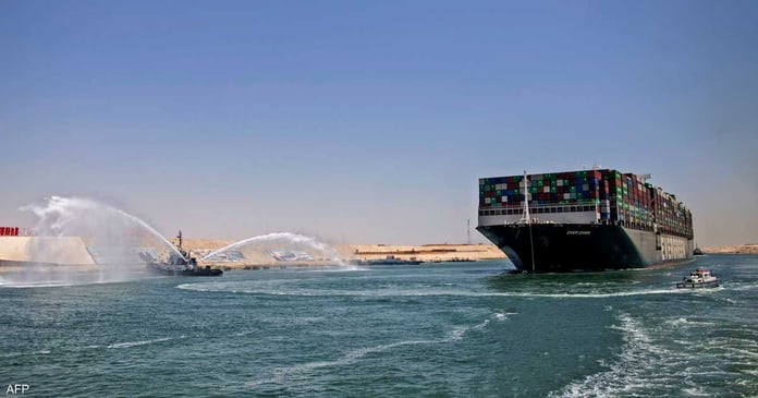 After an hour and 16 minutes... the stranded ship was floating in the Suez Canal

