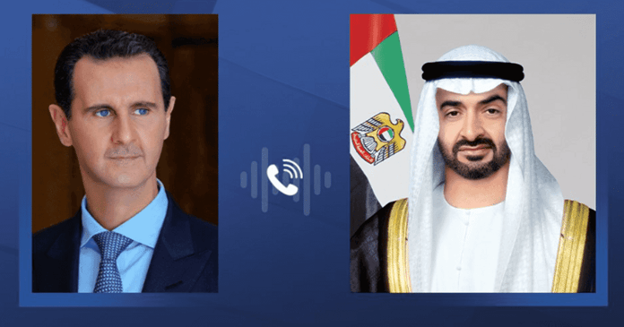 Mohamed bin Zayed and Bashar Al-Assad discuss strengthening bilateral relations

