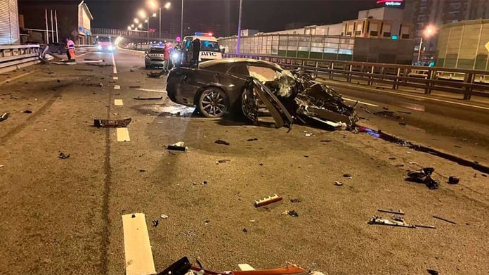 Published images of the scene of an accident, after which footballer Karakin died

