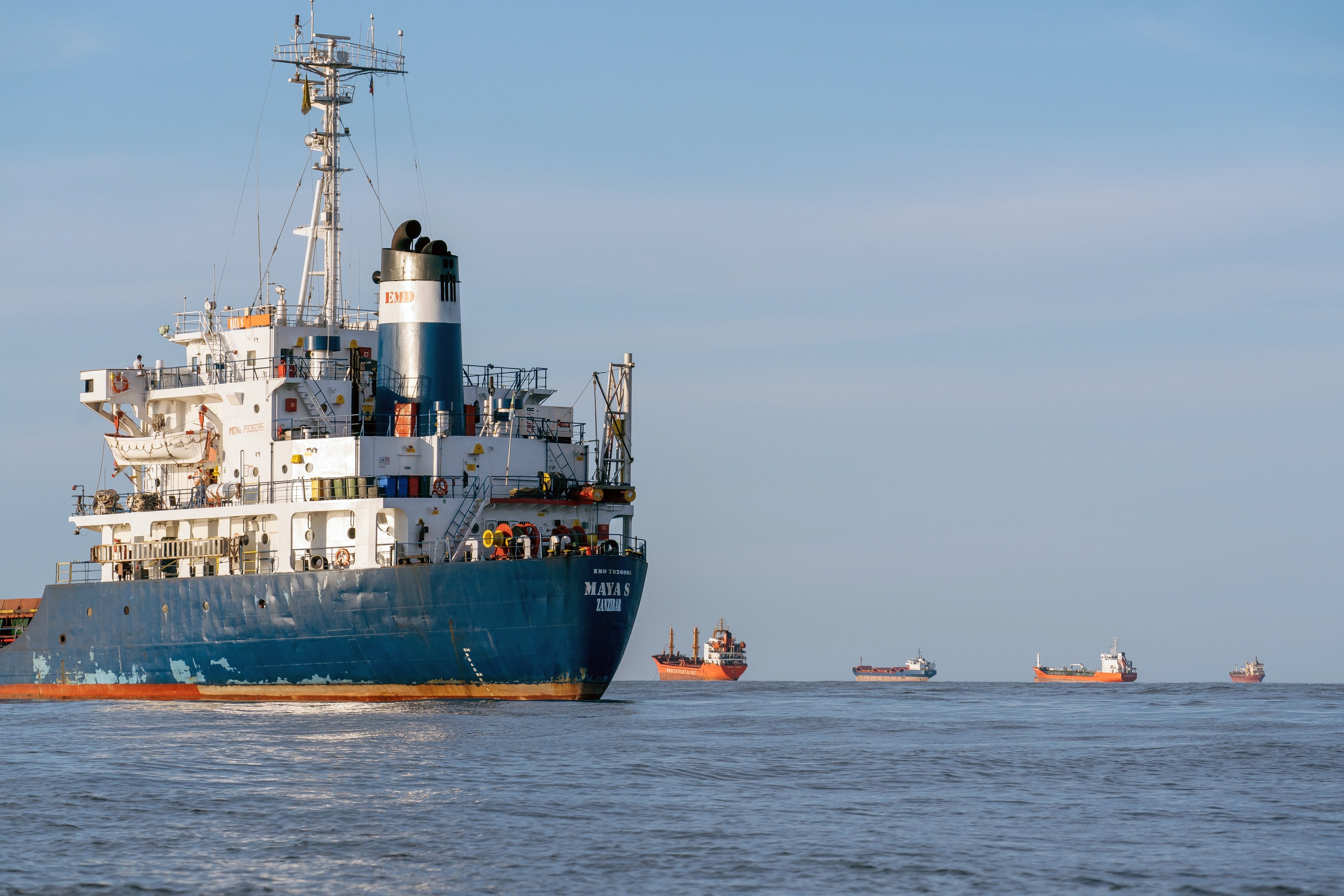 Black Sea Cargo Ships Queue to Access The Danube Via Sulina Canal