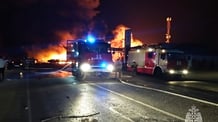 Brave firefighters battle the ferocious flames at a gas station close to Makhachkala in Russia's Dagestan region, following a devastating explosion on Monday