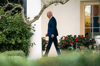 President Biden exits the Oval Office for Marine One on the South Lawn of the White House