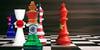 Chessboard with flags of China, Japan, US, and India representing geopolitical strategies in "The Great Game Redux"